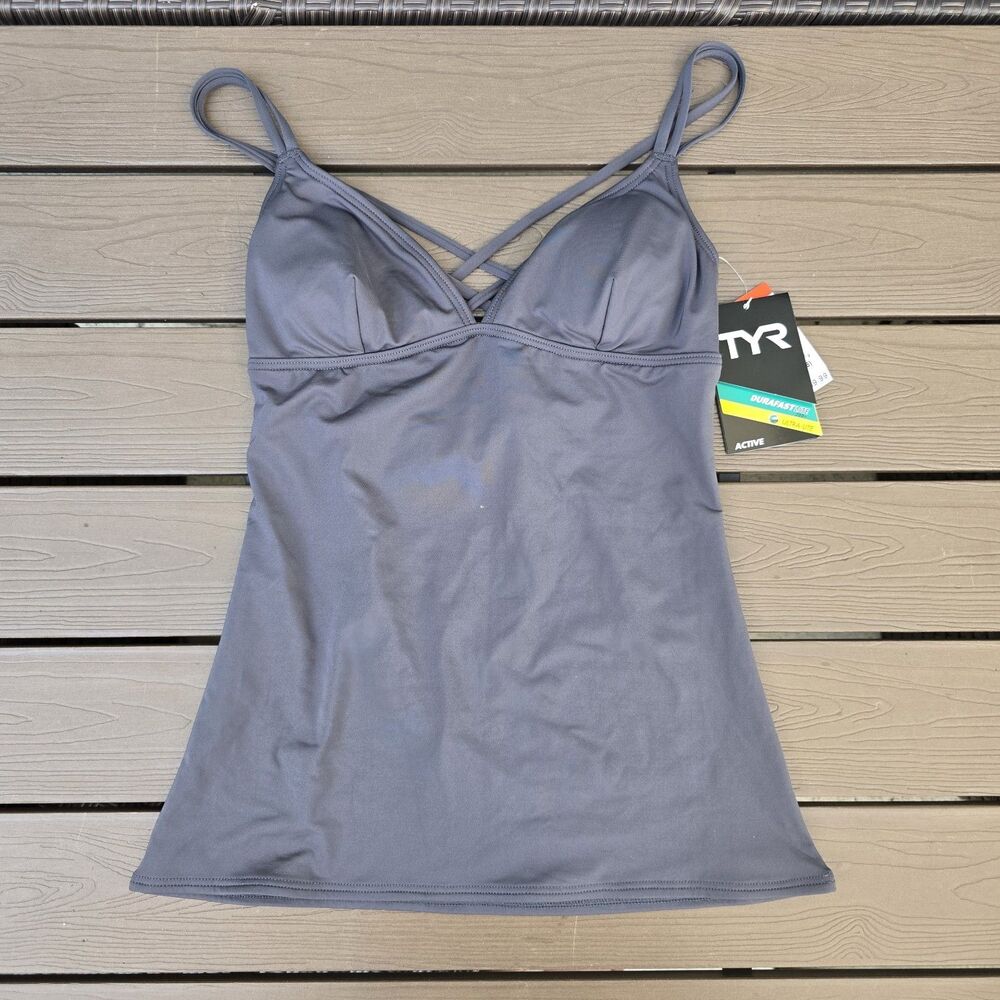 TYR Durafast Womens Solid Grey Brooke Tank & Edessa Boyshorts Grey Size S New - Picture 2 of 6